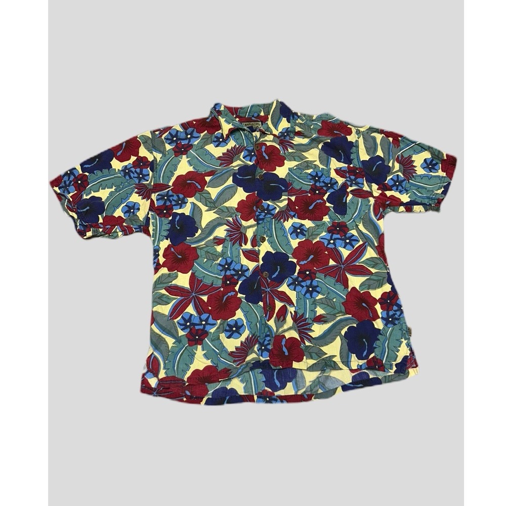 Ocean Pacific Vintage Surf Hawaiian Floral Shirt M Short Sleeve Rayon Beach